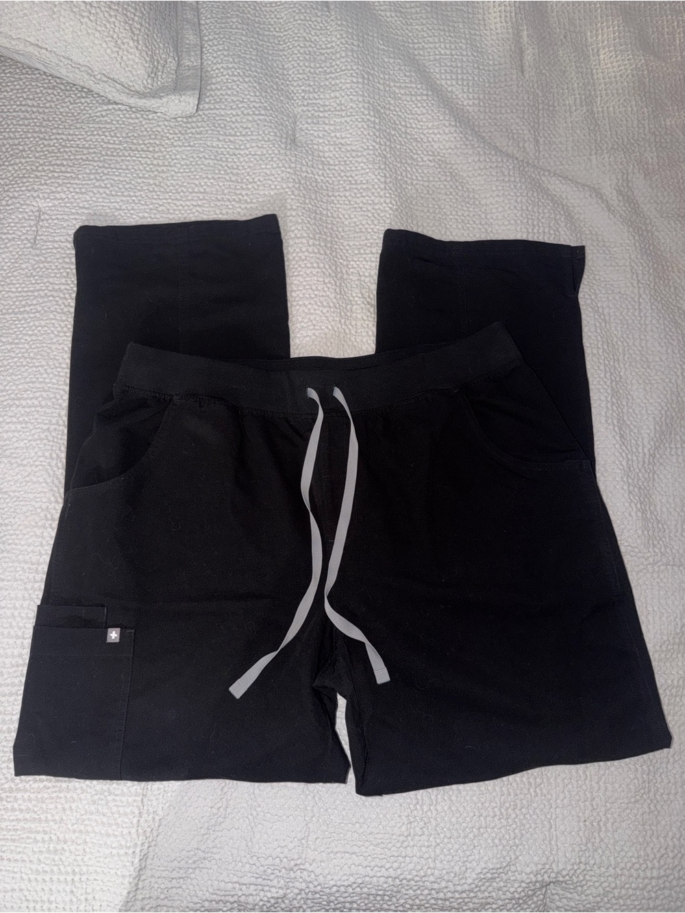 Figs Black Boot Cut Scrub Pants with Drawstring
